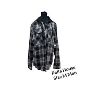 No Boundaries Men's & Big Men's Hooded Flannel Shirt, Sizes M (38-40)